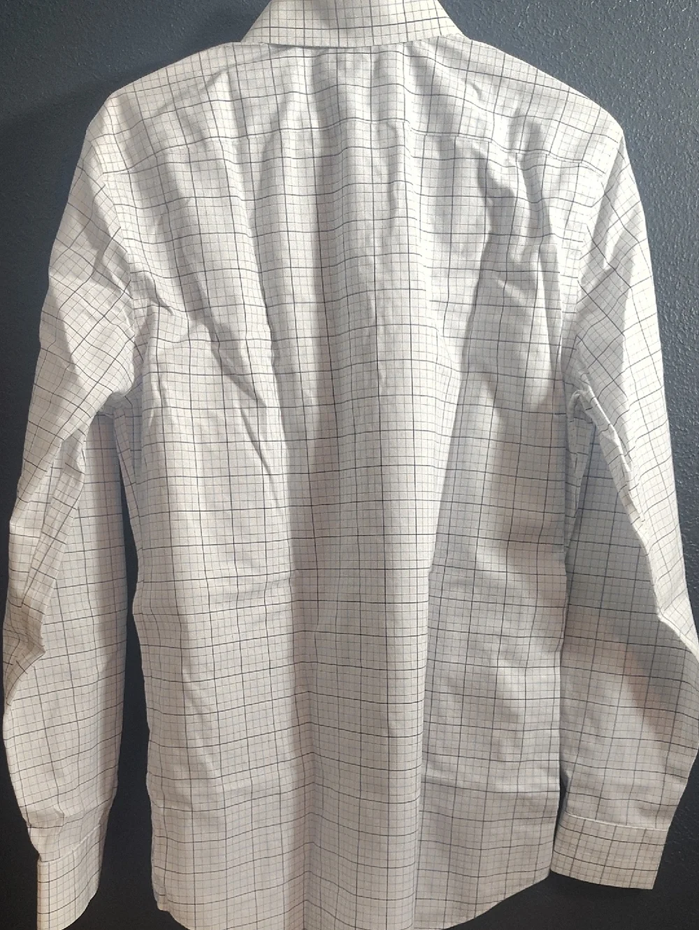 Banana Republic Men's White and Blue Professional Business Preppy Grid Shirt